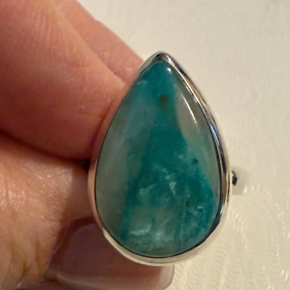 Elegant Bezel Set Larimer Teardrop 925 Silver Ring